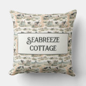 Coastal Cottage Lighthouse Pattern クッション (正面)