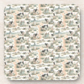 Coastal Cottage Lighthouse Pattern コースター (正面)