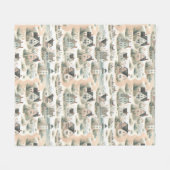 Coastal Cottage Lighthouse Pattern フリースブランケット (正面(横))