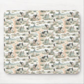 Coastal Cottage Lighthouse Pattern マウスパッド (正面)