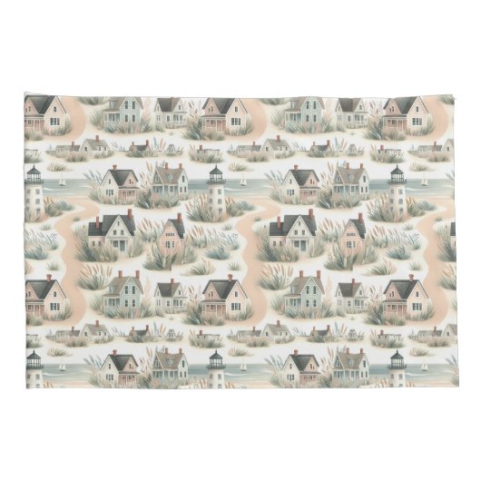 Coastal Cottage Lighthouse Pattern 枕カバー (裏面-右)
