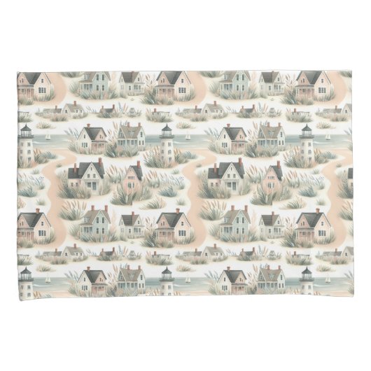 Coastal Cottage Lighthouse Pattern 枕カバー (正面右)