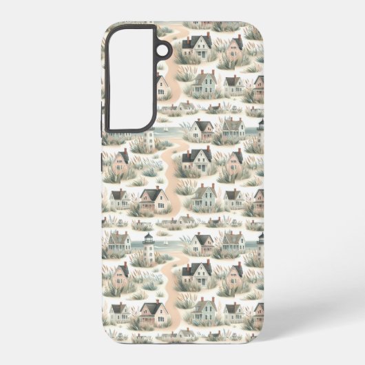 Coastal Cottage Lighthouse Pattern Samsung Galaxyケース (裏面)