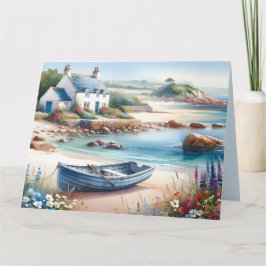 Coastal Cottage Seaside Rowboat Bloom カード