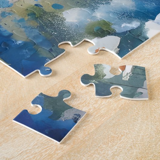 Coastal Cottage Seaside Rowboat Bloom ジグソーパズル (側面)