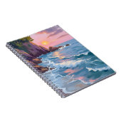 Coastal Cotton Candy Sunset Watercolor Painting ノートブック (右側)