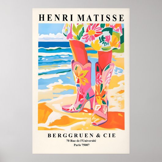 Coastal Cowgirl Art Print Matisse Style Beach ポスター (正面)