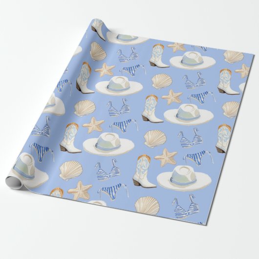 Coastal Cowgirl Bach Club Pattern Wrapping Paper ラッピングペーパー (アンロールド)