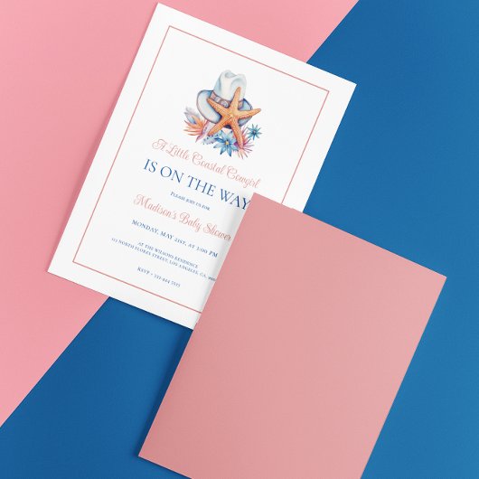 Coastal Cowgirl Hat and Seashells Baby Shower 招待状