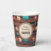 Coastal Cowgirl Western Beach Birthday Personalize 紙コップ (裏面)