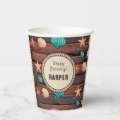 Coastal Cowgirl Western Beach Birthday Personalize 紙コップ (正面)