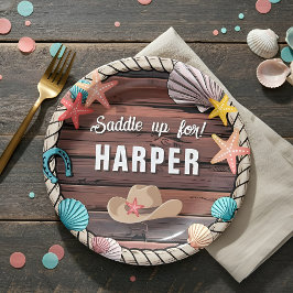 Coastal Cowgirl Western Birthday Personalized ペーパープレート