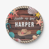 Coastal Cowgirl Western Birthday Personalized ペーパープレート (正面)