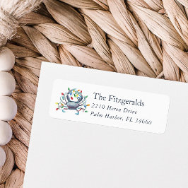 Coastal Crab Christmas Holiday Return Address ラベル