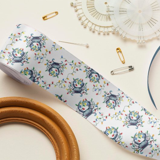 Coastal Crab Christmas Lights サテンリボン