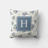 Coastal Crab Christmas Lights Monogram クッション (正面)