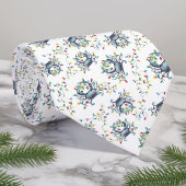 Coastal Crab Christmas Lights Monogram ネクタイ