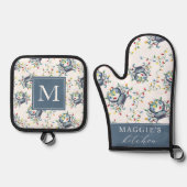 Coastal Crab Christmas Lights Personalized 鍋つかみ&鍋敷きセット (正面)