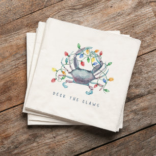 Coastal Crab “Deck the Claws” ホリデー スタンダードカクテルナプキン