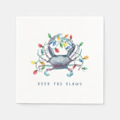 Coastal Crab “Deck the Claws” ホリデー スタンダードカクテルナプキン (正面)