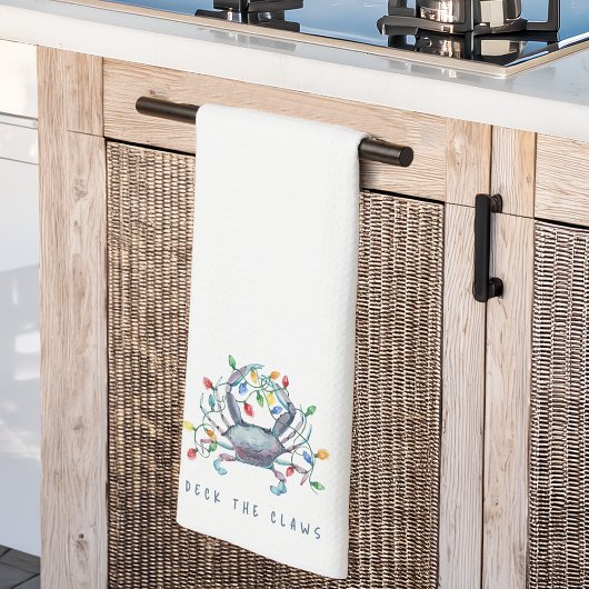 Coastal Crab “Deck the Claws” Holiday キッチンタオル