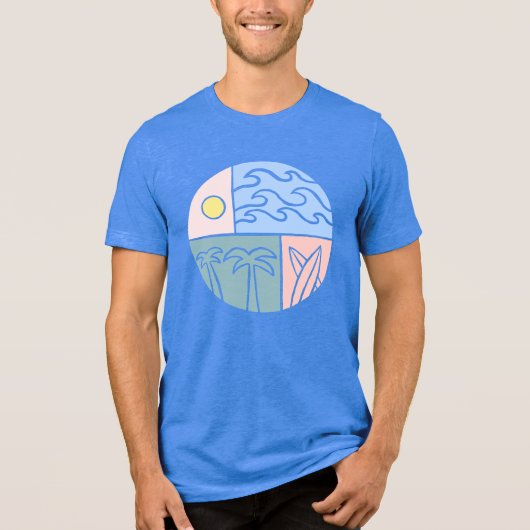 Coastal Dreamscape Graphic Tee - Sun, Surf & Palm トライブレンドＴシャツ (正面)