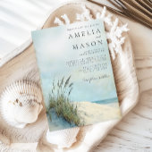 Coastal Dune Sea Grass Beach Wedding Invitation 招待状