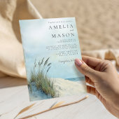 Coastal Dune Sea Grass Beach Wedding Invitation 招待状