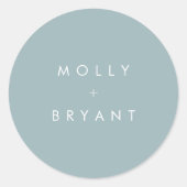 Coastal Dusty Aqua Wedding Favor ラウンドシール (正面)