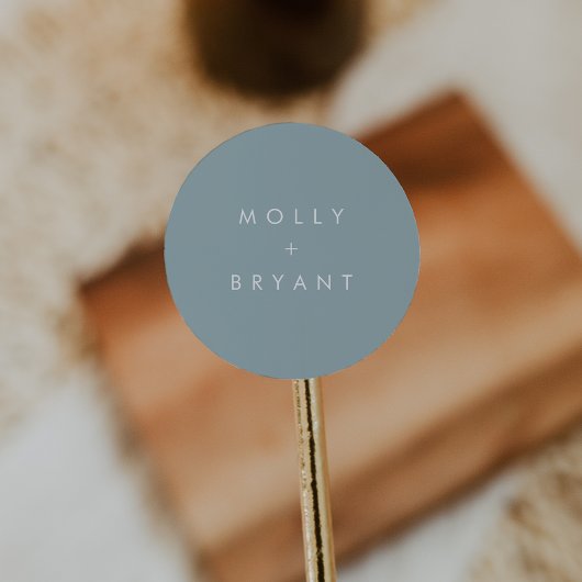 Coastal Dusty Aqua Wedding Favor ラウンドシール