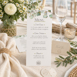 Coastal Eucalyptus Wedding Menu Card メニュー