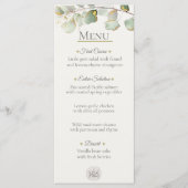 Coastal Eucalyptus Wedding Menu Card メニュー (正面)