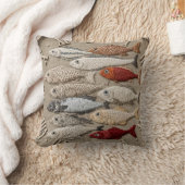 Coastal Fish Nautical Beach House Rustic Fishing クッション (ブランケット)