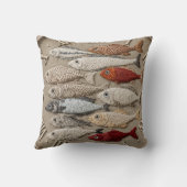 Coastal Fish Nautical Beach House Rustic Fishing クッション (裏面)