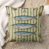 Coastal Fish Nautical Seafood Fishing Cabin Beach クッション (ブランケット)