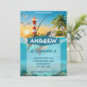 Coastal Fishing Adventure Lighthouse Birthday 招待状 (スタンド正面)