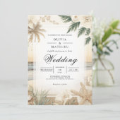 Coastal Floral Beach Romance Wedding 招待状 (スタンド正面)