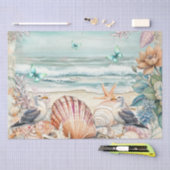 Coastal Floral Seagulls & Seashells Decoupage  薄葉紙 (クラフト)