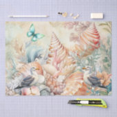 Coastal Floral Seagulls & Seashells Decoupage  薄葉紙 (クラフト)