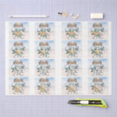 Coastal Floral Seashells in a Jar Decoupage  薄葉紙 (クラフト)