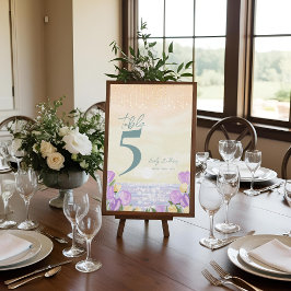 Coastal Floral Wedding Reception Table Number サンキューカード