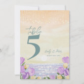 Coastal Floral Wedding Reception Table Number サンキューカード (正面)