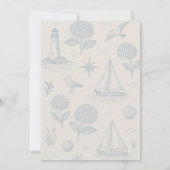 Coastal French Toile Blue Floral Baby Shower 招待状 (裏面)