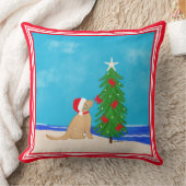 Coastal Golden Dog Beach Christmas 2025 Pillow クッション (ブランケット)