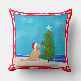 Coastal Golden Dog Beach Christmas 2025 Pillow クッション