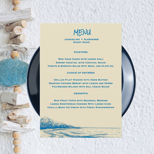 Coastal Granddaughter Wedding Menu With Guest Name メニュー
