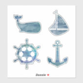 Coastal Graphics Whale Painting Nautical シール (シート)