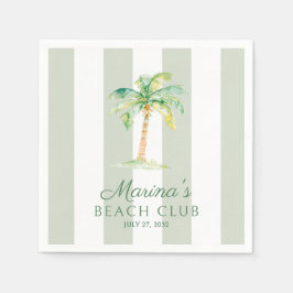 Coastal Green Cabana Stripes Palm Beach Club スタンダードカクテルナプキン