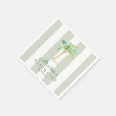 Coastal Green Cabana Stripes Palm Beach Club スタンダードカクテルナプキン (角)