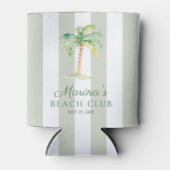 Coastal Green Cabana Stripes Palm Beach Club 缶クーラー (正面)